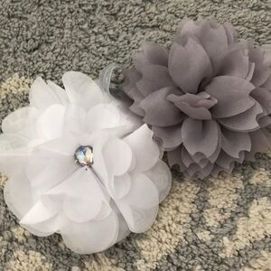 Laura Ashley Soft large white and gray flower headbands